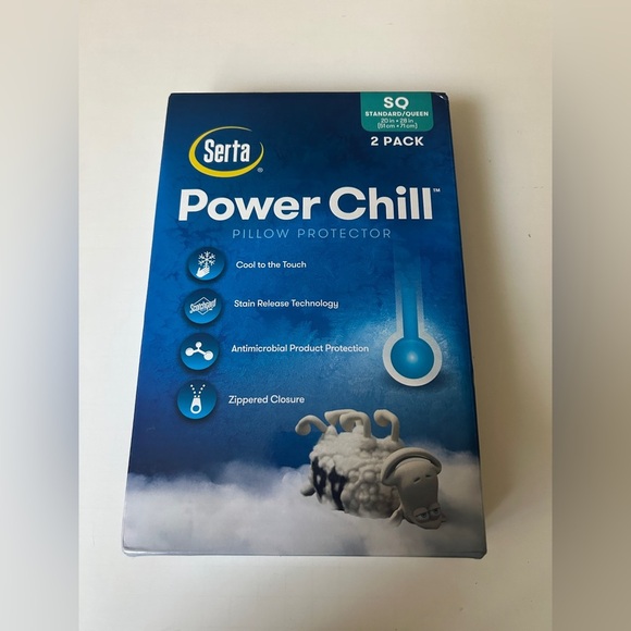 SERTA Power Chill Cooling Pillowcase Protector (2 Pack) Standard/Queen - Picture 1 of 3